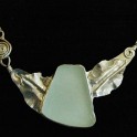 Light Green Sea Glass on Sterling Silver Necklace