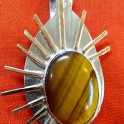 Tiger-eye Pendant on Sterling Silver with Gold-filled Accents