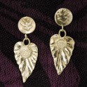 Precious Metal Clay Leaf Earrings with Diamond CZ