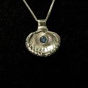 Seashell Necklace with Blue CZ Stone