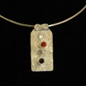 Rectangular Precious Metal Clay Necklace with 18 inch Collar and 4 6mm CZ Stones
